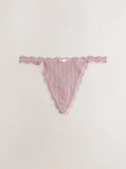 Ecru/roze - 3 Naadloze pointelle slips