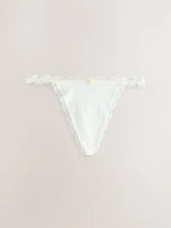 Ecru/roze - 3 Naadloze pointelle slips