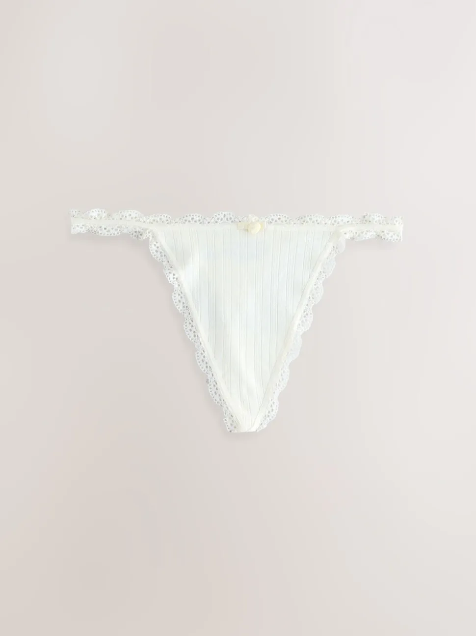 Ecru/roze - 3 Naadloze pointelle slips
