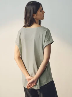 Ecru/Taupe/Bruin/Blauw/Geel - Set van 5 T-shirts met kapmouwtjes
