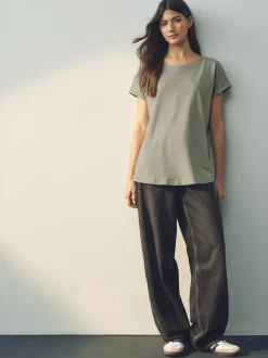 Ecru/Taupe/Bruin/Blauw/Geel - Set van 5 T-shirts met kapmouwtjes