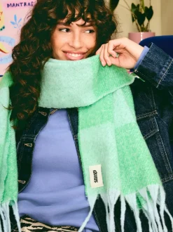 Eleanor Bowmer Blue and Green Check Scarf