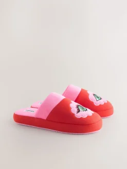 Eleanor Bowmer rode/roze muiltjes met oog borduursel