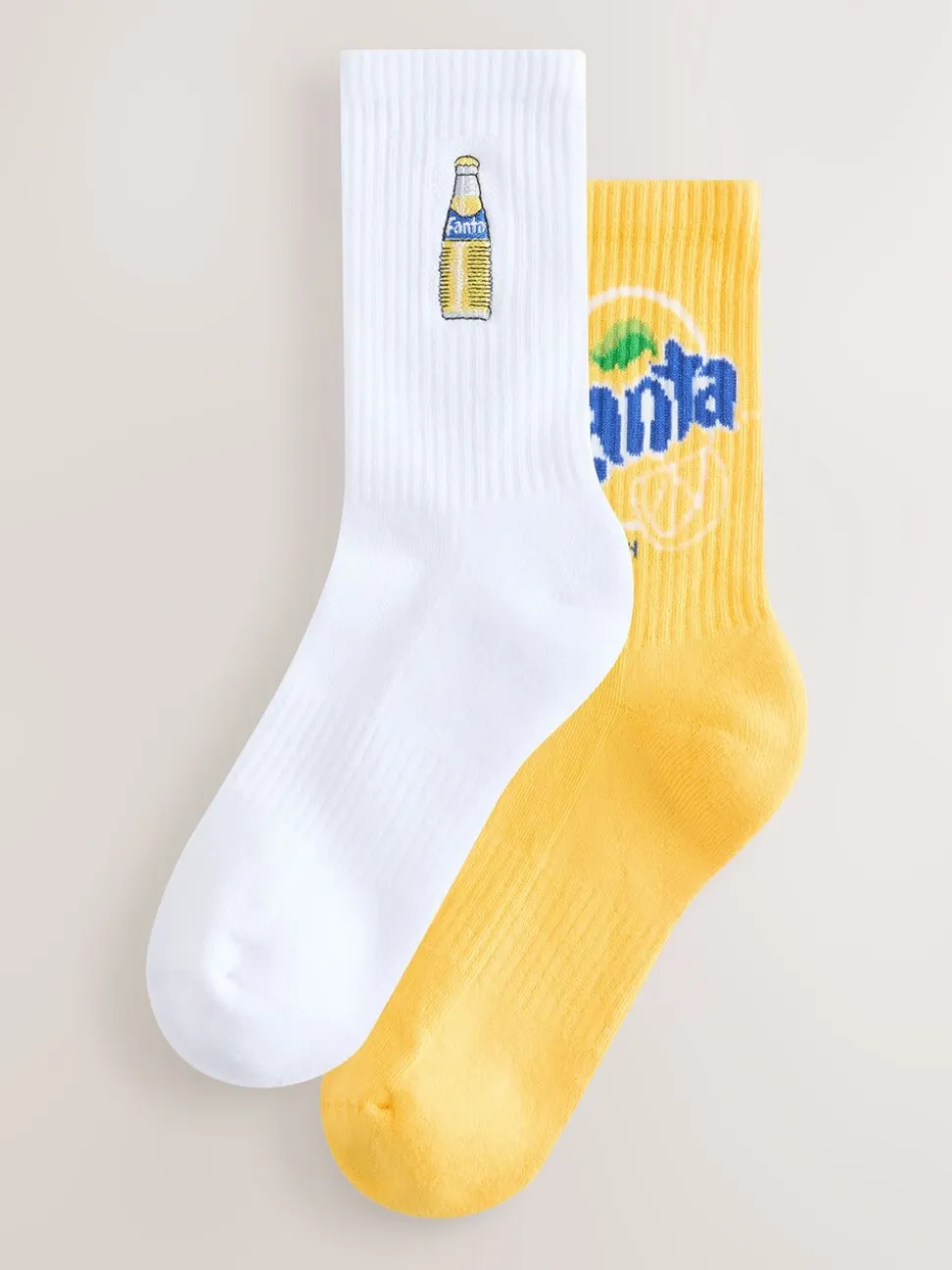 Fanta Lemon License - 2 Paar geribbelde enkelsokken