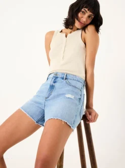 FatFace - Denim short met gerafelde rand
