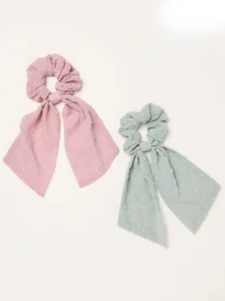 FatFace 2 Pack Dobby Tie Scrunchies