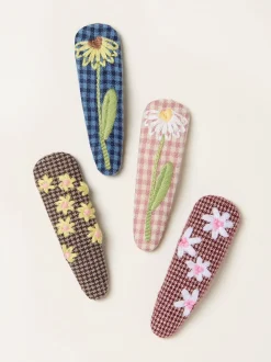 FatFace 4 Pack Embroidered Hair Slides