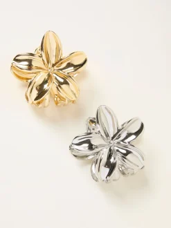 FatFace 2 Pack Metal Flower Claw Clips