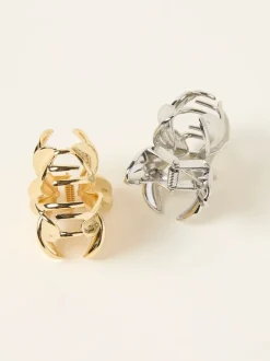 FatFace 2 Pack Metal Flower Claw Clips