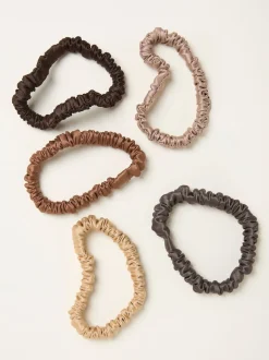 FatFace 5 Pack Plain Satin Scrunchies