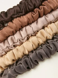 FatFace 5 Pack Plain Satin Scrunchies