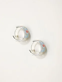FatFace Enamel Floral Hoop Earrings