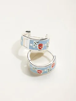 FatFace Enamel Floral Hoop Earrings