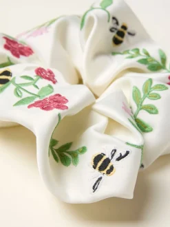 FatFace Floral Bee Embroidered Scrunchie
