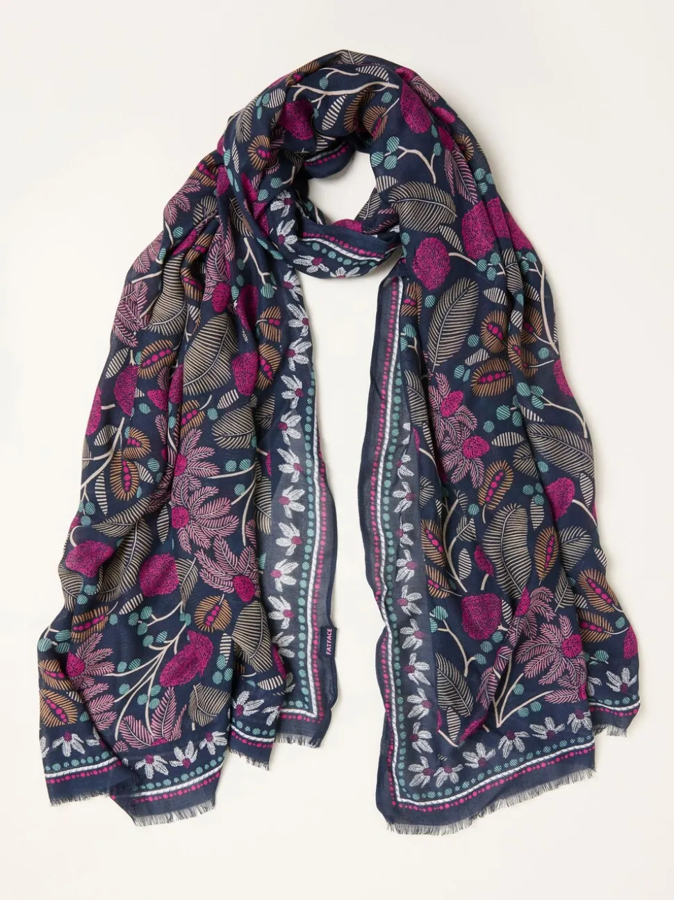 FatFace Leaf Floral Printed Lightweight Scarf