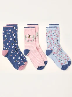 FatFace Three Pack Mum Floral Socks in Box