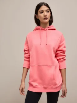 Felroze - Active Longline Overhead Hoodie met superzacht naaddetail en zakken