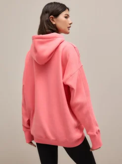 Felroze - Active Longline Overhead Hoodie met superzacht naaddetail en zakken