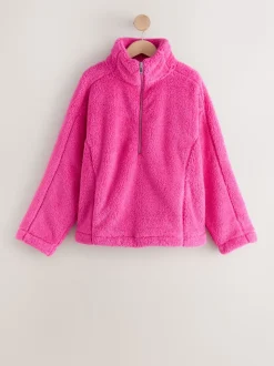 Felroze - Borg fleece met korte rits