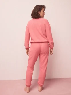 Felroze - Gezellige pyjama met wafeldessin en lange mouwen