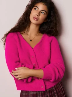 Felroze - Heart Button Cardigan With Wool