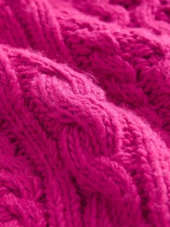 Felroze - Roll Neck Cable Longline Jumper with Wool