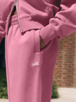 Felroze - Self. joggingbroek met boorden