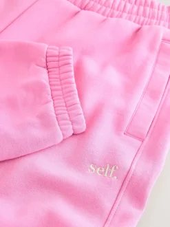 Felroze - Self. joggingbroek met boorden