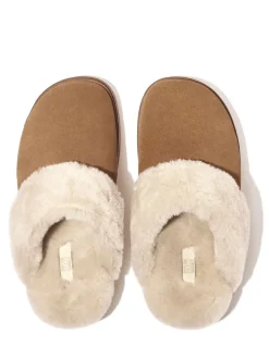 FitFlop Gen-FF Shearling-Collar Suede Slippers