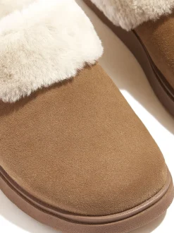 FitFlop Gen-FF Shearling-Collar Suede Slippers