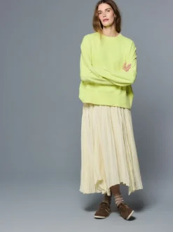 Fluorescerend limoengroen - Crew Neck Washed Sweatshirt