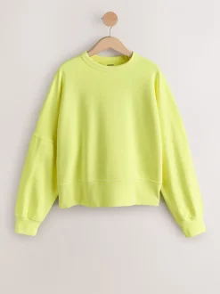 Fluorescerend limoengroen - Crew Neck Washed Sweatshirt