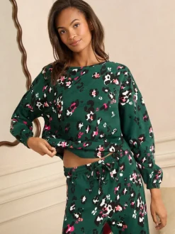 Forest Green Leopard Print - Love & Roses Jersey Long Sleeve Pyjamas Set