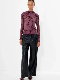 French Connection Kenny Mesh Velvet Burnout Top