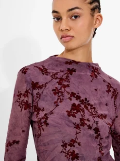 French Connection Kenny Mesh Velvet Burnout Top