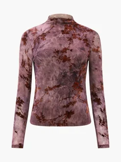 French Connection Kenny Mesh Velvet Burnout Top