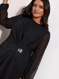 Friends Like These - Doorzichtige mini-jurk met hardwaredetail en lange mouwen