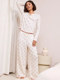 Friends Like These Bow Pointelle Wide Leg Pyjamas