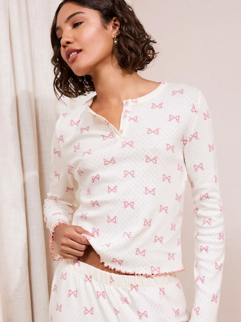 Friends Like These Bow Pointelle Wide Leg Pyjamas