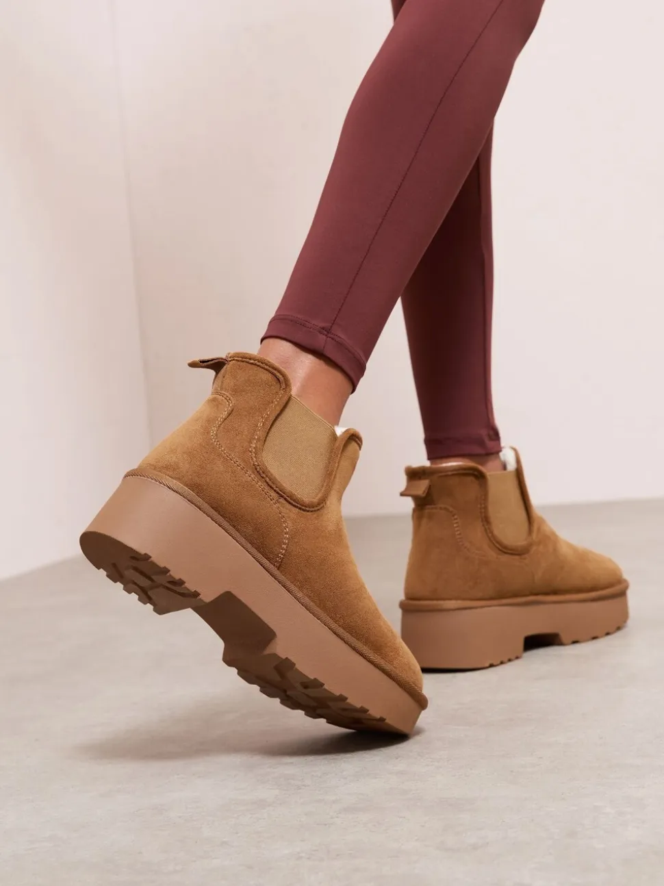 Friends Like These Faux Fur Lined & Faux Suede Platform Chelsea Boots