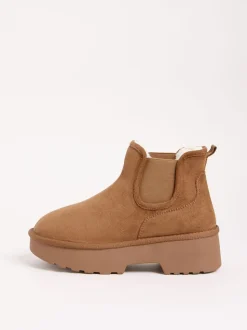 Friends Like These Faux Fur Lined & Faux Suede Platform Chelsea Boots