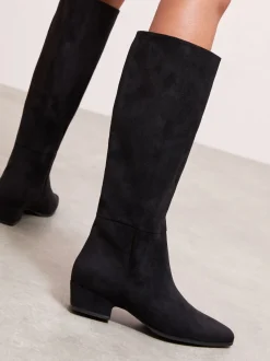 Friends Like These Faux Suede Mini Block Heel Casual Knee High Long Boots