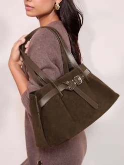 Friends Like These Faux Suede Slouch Tote Bag