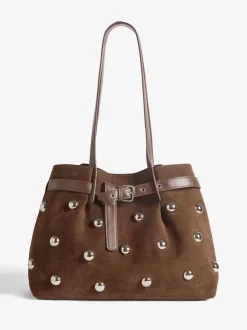 Friends Like These Faux Suede Studded Tote Bag