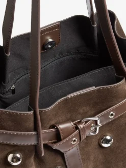 Friends Like These Faux Suede Studded Tote Bag