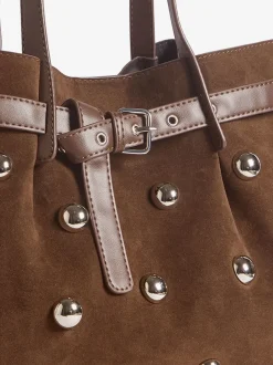 Friends Like These Faux Suede Studded Tote Bag