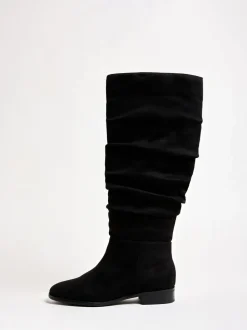 Friends Like These Flat Ruched Faux Suede Knee High Long Casual Boots