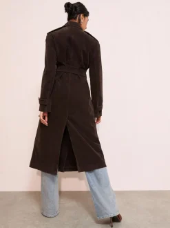 Friends Like These Imitatiesuède Maxi Trenchcoat Met ceintuur