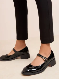 Friends Like These Low Block Heel Buckle Patent Faux Leather Maryjane Shoes