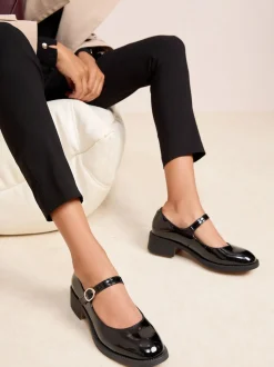 Friends Like These Low Block Heel Buckle Patent Faux Leather Maryjane Shoes